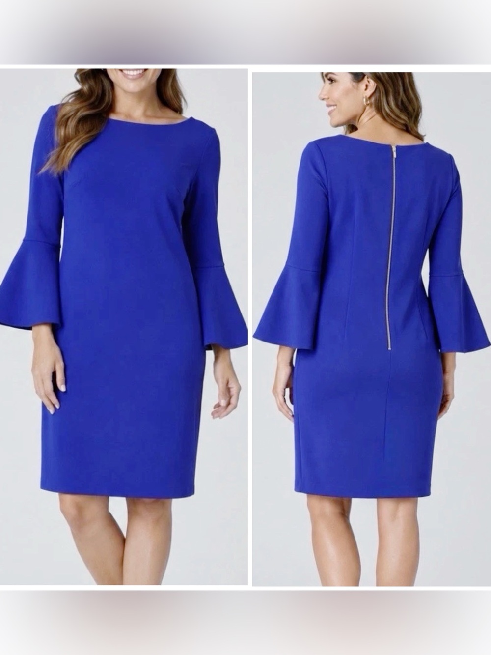 Calvin Klein Royal Blue 3/4 Bell Sleeve Midi Dress Women’s Size 20 W